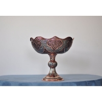 خرید، قیمت و مشخصات آجیل خوری قلم زنی برنجی با روکش کوره ای نقره و مس، رنگ ثابت، زیر قیمت بازار | هنرظریف