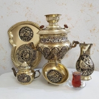 سرویس سماور زغالی ٦ لیتری برنجی