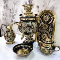 سرویس سماور برنجی الماس تراش 4 لیتری