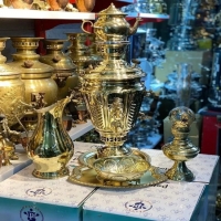 سرویس سماور برنجی ذغالی 6 لیتری
