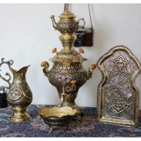 سرویس سماور قلمزنی برنجی ٣ لیتری