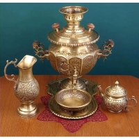 سرویس سماور قلمزنی برنجی ٧ لیتری