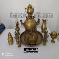 خرید و قیمت سرویس سماور زغالی 6 لیتری سه پایه برنجی جهان نما ورق ضخیم  - هنرظریف