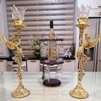 مشخصات، قیمت و خرید شمعدان ملائکه، جنس آلیاژ آلومینیوم، رنگ ثابت، آبکاری برنز، به قیمت تولیدی | هنرظریف