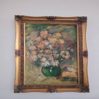 خرید، قیمت و مشخصات تابلوی نقاشی رنگ روغن گل های داوودی به همراه قاب، با کیفیت و ضمانت | هنرظریف