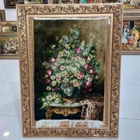 خرید، قیمت و مشخصات تابلو فرش دستبافت تبریز طرح گل طولی، شیک و زیبا مناسب دکور منزل، با رنگبندی طبیعی، چله ابریشم | هنرظریف