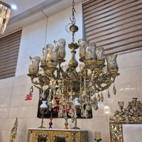 خرید، قیمت و مشخصات لوستر 8 شاخه برنزی، لاله بلند، مدل دو گل، برنز درجه 1، کریستال درجه 1، باضمانت کیفیت کالا | هنرظریف