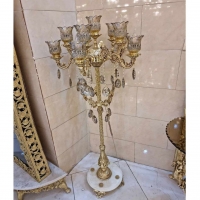 خرید، قیمت و مشخصات کنار سالنی پایه سنگی 11 شعله روکش برنز، ، آلومینیوم دجه 1، آبکاری فورتیک، با 60 ماه ضمانت کالا | هنرظریف