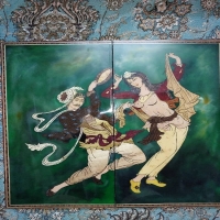 خرید، قیمت و مشخصات تخته نرد روکش پلی استر طرحی از استاد فرشچیان | هنرظریف