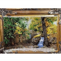 خرید تابلو فرش دستبافت، تابلو فرش دستبافت کوچه باغ چله ابریشم پر از ابریشم 50رج، زیر قیمت بازار | هنرظریف