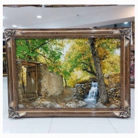 خرید، قیمت و مشخصات تابلو فرش دستبافت تبریز طرح کوچه باغ، سایز بزرگ مارکدار، رج 50 و چله ابریشم، زیبا و خاص | هنرظریف