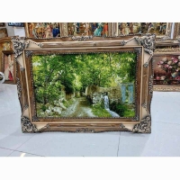 خرید، قیمت و مشخصات تابلو فرش دستبافت تبریز طرح کوچه باغ، مارکدار، کف ابریشم، خوش طرح و رنگ طبیعی زیبا | هنرظریف