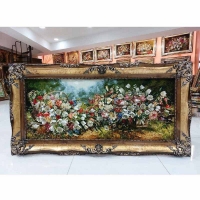 خرید، قیمت و مشخصات تابلو فرش نفیس و دستبافت تبریز طرح گل عرضی، سایز بزرگ، چله ابریشم، فرش اصیل ایرانی | هنرظریف