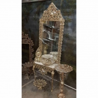 خرید، قیمت و مشخصات آینه کنسول روکش برنز ساخته شده از آلومینیم با ورق ضخیم و کیفیت بالا و رنگ ثابت | هنرظریف