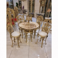 خرید، قیمت و مشخصات میز ناهارخوری ۴ نفره رنگ ثابت با کیفیت اعلاء و روکش برنز و ورق ضخیم با استحکام بالا محصول اصفهان | هنرظریف