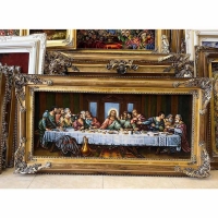 خرید تابلو فرش دستبافت، تابلو فرش دستبافت  شام آخر چله ابریشم پر از ابریشم 50رج، اصل تبریز | هنرظریف