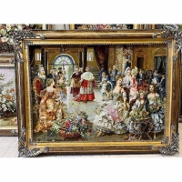 خرید تابلو فرش دستبافت، تابلو فرش دستباف مهمانی پاپ چله ابریشم پر از ابریشم 50رج،زیر قیمت بازار | هنرظریف