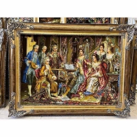 خرید تابلو فرش دستبافت، تابلو فرش دستبافت، پیانو نواز چله ابریشم پر از ابریشم 50رج، اصل تبریز | هنرظریف