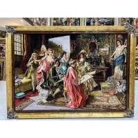 خرید تابلو فرش دستبافت، تابلو فرش دستبافت کلاس نقاشی، چله ابریشم 55 رج، زیر قیمت بازار | هنرظریف