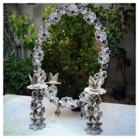 خرید آنلاین، سرویس آینه و شمعدان آلیاژ، مناسب برای سفره عقد و هفت سین با دوام و رنگ ثابت، به قیمت تولیدی | هنرظریف