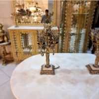 خرید، قیمت و مشخصات شمعدان برنزی بسیار خوش ساخت و رنگ ثابت 4 شاخه 5 لامپ | هنرظریف