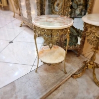 خرید، قیمت و مشخصات میز تلفن دو طبقه برنزی، مدل جدید گل رز، فوق العاده با کیفیت با ضمانت ماندگاری رنگ - هنرظریف