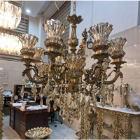 خرید، قیمت و مشخصات لوستر 12 شاخه برنزی، کریستال درجه یک و عالی زیر قیمت بازار، کیفیت عالی - هنرظریف