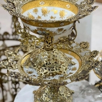 خرید، قیمت و مشخصات کاسه بشقاب سفید گل رز پایه توری، فوق العاده نفیس و خاص زیر قیمت بازار ، کیفیت عالی - هنرظریف