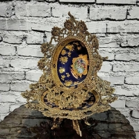 خرید، قیمت و مشخصات کاسه بشقاب سرمه ای گل رز پایه خرچنگی، بسیار زیبا و بی نظیر زیر قیمت بازار - هنرظریف