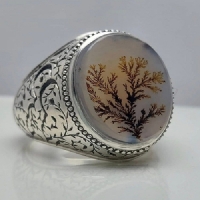 خرید، قیمت و مشخصات انگشتر شجر تک درخت کلکسیونی رکاب نقره و قلمزنی تخصصی اثر استاد علی جنگی بسیار خاص و کیفیتی - هنرظریف