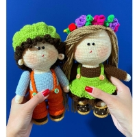 خرید، قیمت و مشخصات عروسک دستبافت کاموایی روسی انشرلی و گیلبرت با رنگ ثابت، زیر قیمت بازار | هنرظریف