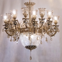 خرید، قیمت و مشخصات لوستر سقفی طرح شمعدان و کریستال آویزی، آنتیک جنس آلیاژ مقاوم و با دوام - هنرظریف