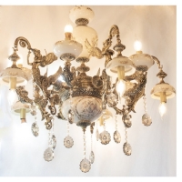 خرید، قیمت و مشخصات لوستر طرح سرامیک با شاخه های طرح فرشته و ظریف کاری شده کیفیت بی نظیر - هنرظریف