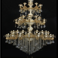 خرید، قیمت و مشخصات لوستر 28 شاخه روژان با بدنه آلومینیوم و رنگ کرم فورتیک - هنرظریف