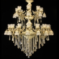 خرید، قیمت و مشخصات لوستر 24 شاخه فرشته واژگون خمکاری شده بدنه برنزی و رنگ فرانسه درجه یک - هنرظریف