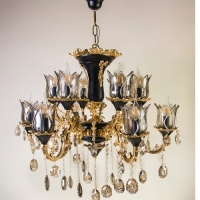 خرید، قیمت و مشخصات لوستر کاپی شاخه بزرگ 6 شاخه مشکی فورتیک بدنه برنزی - هنرظریف