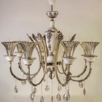 خرید، قیمت و مشخصات لوستر برنزی طرح کاملیا 8 شاخه رنگ کرم با ضمانت - هنرظریف