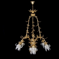 خرید، قیمت و مشخصات لوستر طرح گل ریز 6 شاخه رنگ فورتیک و با ضمانت جنس بدنه برنزی درجه یک - هنرظریف