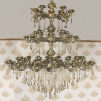 خرید، قیمت و مشخصات لوستر گلناز 28 شاخه سایز بزرگ بدنه آلومینیوم و رنگ آنتیک - هنرظریف