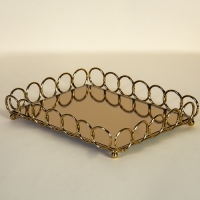 خرید، قیمت و مشخصات سینی مستطیلی دور حلقه جنس شیشه و پروفیل و رنگ فورتیک - هنرظریف