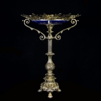 خرید، قیمت و مشخصات میوه خوری تک پایه ایستاده جنس آلومینیوم و رنگ طلایی - هنرظریف