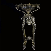 خرید، قیمت و مشخصات میوه خوری 4 پایه رنگ طلایی و جنس بدنه آلومینیوم - هنرظریف