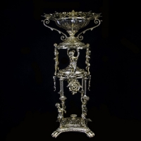 خرید، قیمت و مشخصات میوه خوری ایستاده طرح فرهی جنس آلومینیوم و رنگ طلایی - هنرظریف