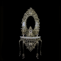 خرید، قیمت و مشخصات سرویس آینه کنسول بیضی طرح آبنوس جنس آلومینیوم و رنگ طلایی - هنرظریف