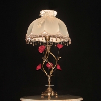 خرید، قیمت و مشخصات آباژور طرح گل رز و شیلد پارچه ای و بدنه برنزی رنگ ثابت دارای ضمانت - هنرظریف