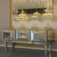 خرید، قیمت و مشخصات آینه کنسول با بدنه چوبی آینه کاری شده و آینه دیواری کارشده - هنرظریف