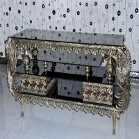 خرید، قیمت و مشخصات میز تلویزیون طرح طاووس بدنه برنزی و رنگ طلایی درجه یک - هنرظریف