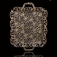 خرید، قیمت و مشخصات سینی پذیرایی ظریف کاری شده، طراحی آنتیک و رنگ ثابت - هنرظریف