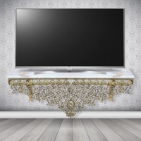 خرید، قیمت و مشخصات میز تلویزیون دیواری و رویه طرح سنگ، بسیار کم جا و کاربردی در منزل و محل کار - هنرظریف