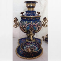 خرید، قیمت و مشخصات سرویس سماور برنجی لیلی و مجنون 6 لیتری نقاشی کار دست، طراحی بی نظیر - هنرظریف